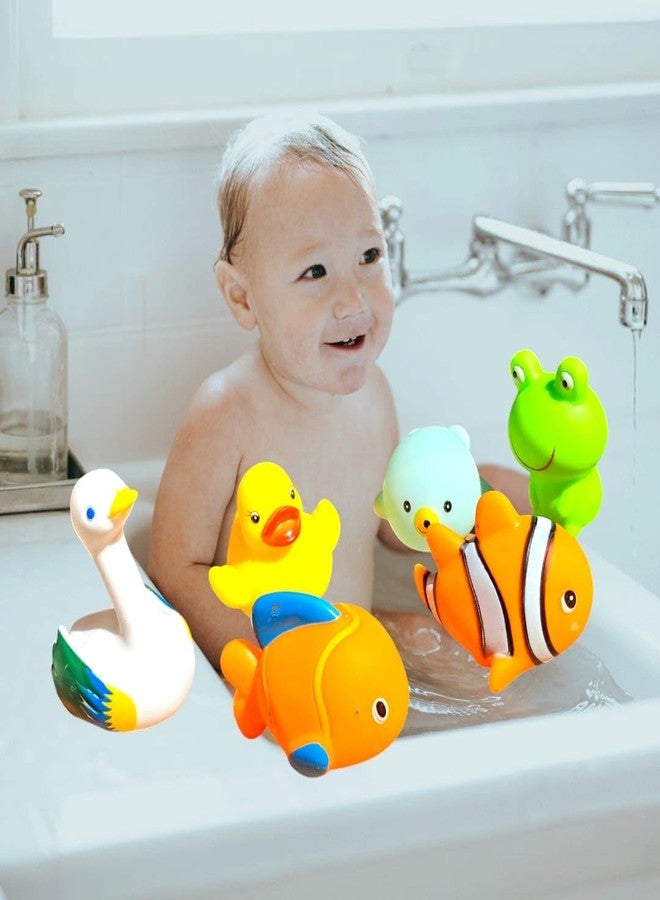 JNiL Cute Animals Swimming Water Toys Non-Toxic, BPA Free Colorful Soft Rubber Float Squeeze Sound Squeezy Bathing Toy for Baby Chu Chu Toy Set - Image 5